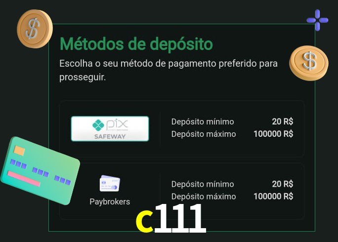 O cassino c111 oferece uma grande variedade de métodos de pagamento